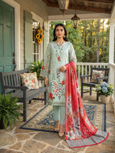 OLIVE GREEN WITH MULTI PRINT WITH MULTI PRINT Premium Classic Lawn Printed Suit with Light Weight Fancy Voile Dupatta 3pc (Unstitched)