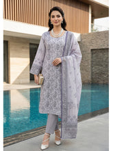 PURPLE GRAY PREMIUM QUALITY PRINTED SLUB LAWN SUIT WITH VOILE DUPATTA 3Pc (Unstitched)