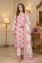 SOFT PINK Supreme Lawn 3pc suit with Luxury Voile Dupatta