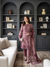 ROSE QUARTZ WITH MARRON RASSBERR PINK Printed Premium Lawn with Voile Dupatta 3pc Suit (Unstitched)