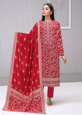 REDISH PINK 3pc Premium linen pasted suit with linen dupatta (Unstitched)