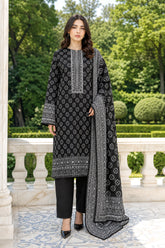 BLACK & WHITE Premium Classic Lawn 3pc Suit with Light Weight Voile Dupatta (Unstitched)