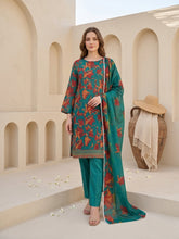 PINE GREEN WITH MULTI Digital Printed Premium Lawn with Light weight Voile Dupatta 3pc Suit (Unstitched)