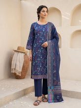 ADMIRAL BLUE WITH MULTI PRINT Digital Printed Premium Lawn with Light weight Voile Dupatta 3pc Suit (Unstitched)