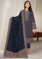 NAVY BLUE & BEIGE 3pc Premium linen suit with linen dupatta (Unstitched)