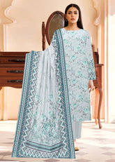 GREY & BLUEGREEN3pc Premium Doria linen suit with linen dupatta (Unstitched)