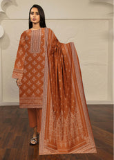 LIGHT SIENNA BROWN 3Pc Premium Dhanak Printed Suits (Unstitched)