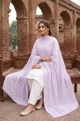 LAVENDER LAWN CHIKAN DORIA SHAWL
