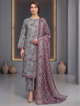 DARK SEAFOAM GREEN WITH MULTI PRINTED LAWN SUIT WITH VOILE DUPATTA 3Pc (Unstitched)