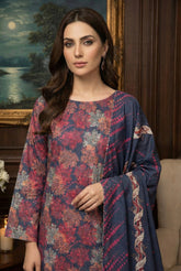 BASE NAVY BLUE WITH MULTI PRINT Khaddar Printed Suit with Khaddar Printed Dupatta 3pc Unstitched