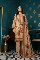 SAND BROWN BLACK BROWN & MAROON Printed Premium Lawn 3pc Suit (Unstitched)