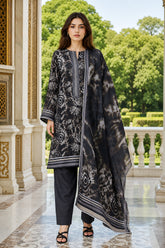 BLACK,GRAY & GREEN Premium Classic Lawn 3pc Suit with Light Weight Voile Dupatta (Unstitched)