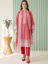 SMITTEN PINK WITH WHITE BLOCK PRINTED Premium Classic Lawn 3pc Suit with Light Weight Voile Dupatta (Unstitched)
