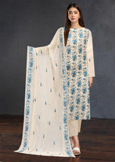 SKIN AND ZINC Chiffon Embroidered 3Pc Suit (Unstitched)