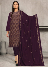 DEEP PLUM AND COPPER Chiffon Embroidered 3Pc Suit (Unstitched)