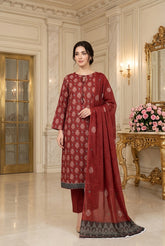 VIVID MARRON Supreme Lawn 3pc suit with Luxury Voile Dupatta
