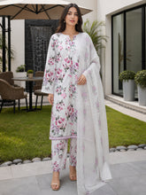 PEARL GRAY WITH MULTI FLORAL DIGITAL PRINTED PREMIUM LAWN WITH FANCY DIAMOND DUPATTA 3Pc Suit (Unstitched)