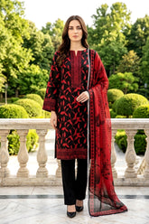 DEWBERRY & BLACK Digital Printed 3Pc suit with Luxury Voile Dupatta(Unstitched)