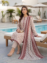 VINTAGE MAROON & PARCHMENT DIGITAL PRINTED PREMIUM LAWN SUIT WITH FINE LAWN DUPATTA 3Pc (Unstitched)