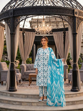 SHADES OF BLUE Digital AIR JET DOBBY DORIA SUPREME QUALITY COTTON with Light weight Pure Crinkle Digital Dupatta 3pc Suit (Unstitched)