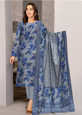 BLUISH GREY & ROYAL BLUE 3pc Premium linen suit with linen dupatta (Unstitched)