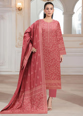 DEEP BLOSSOM PEACH 3Pc Premium Dhanak Printed Suits (Unstitched)