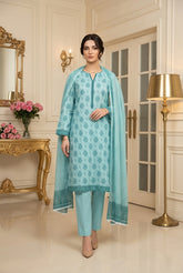 CAPRI BLUE Supreme Lawn 3pc suit with Luxury Voile Dupatta