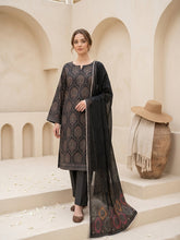 BLACK WITH MULT PRINT Digital Printed Premium Lawn with Light weight Voile Dupatta 3pc Suit (Unstitched)