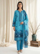 OCEAN BLUE & NAVY BLUE Digital Printed Premium Lawn with Light weight Voile Dupatta 3pc Suit (Unstitched)