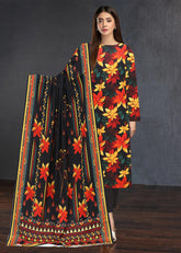 BLACK RED AND YELLOW 3pc Premium Doria linen suit with linen dupatta (Unstitched)