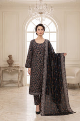BLACK, GREEN WITH MULTI PRINTED LAWN SUIT WITH VOILE DUPATTA 3Pc (Unstitched)