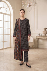 BLACK WITH MULTI PRINTED LAWN SUIT WITH VOILE DUPATTA 3Pc (Unstitched)