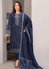 NAVY BLUE 3Pc Premium Dhanak Printed Suits (Unstitched)