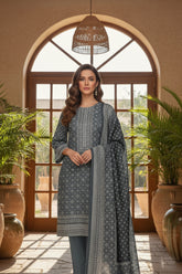 STORM CLOUD GREY 3Pc Premium Dhanak Printed Suits (Unstitched)