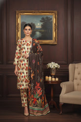 BASE LIGHT YELLOW WITH MULTI PRINT Khaddar Printed Suit with Khaddar Printed Dupatta 3pc Unstitched
