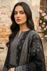 BLACK 3Pc Premium Dhanak Printed Suits (Unstitched)