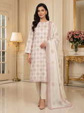 PALE TAN Supreme Lawn 3pc suit with Luxury Voile Dupatta