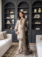 BASE LIGHT CREAM WITH MULTI Printed Premium Lawn with Voile Dupatta 3pc Suit (Unstitched)