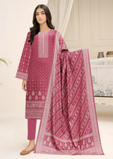 DEEP BLOSSOM PEACH, PINK & CREAM 3Pc Premium Dhanak Printed Suits (Unstitched)