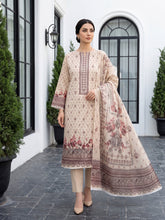 DESERT SAND WITH MARRON Digital Printed 3Pc suit with Luxury Voile Dupatta(Unstitched)