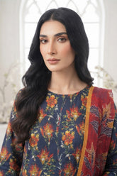 CLASSIC BLUE WITH MULTI PRINT Printed Full Suit with FANCY ZARI Dupatta 3pc (Unstitched)