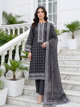 BLACK, WHITE WITH GREEN Premium Classic Lawn 3pc Suit with Light Weight Voile Dupatta (Unstitched)