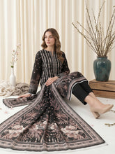 BLACK & BROWN Digital Printed 3Pc suit with Luxury Voile Dupatta(Unstitched)