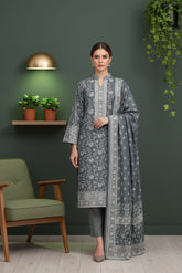 STONE GRAY 3Pc Premium Dhanak Printed Suits (Unstitched)