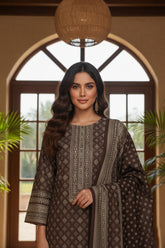 DARK TRUFFLE BROWN 3Pc Premium Dhanak Printed Suits (Unstitched)
