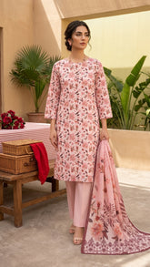 WINEBERRY WITH MULTI PRINT Premium Swiss Voile 3 PC Printed Suit (Unstitched)