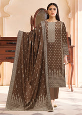 ASH BROWN 3Pc Premium Dhanak Printed Suits (Unstitched)