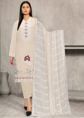 SKIN AND MAROON Chiffon Embroidered 3Pc Suit (Unstitched)