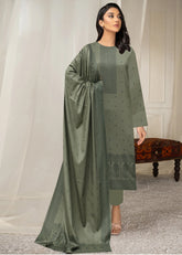 DEEP OLIVE GREEN 3Pc Premium Dhanak Printed Suits (Unstitched)