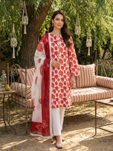 ALMOND WHITE & RED Printed Premium Lawn Suit with Voile Dupatta 3pc (Unstitched)